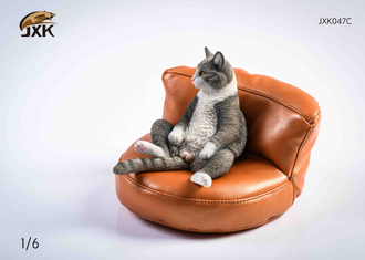 Котик на лежанке (серый) - Коллекционная ФИГУРКА 1/6 scale The cat 2.0 (JXK047C) - JXK
