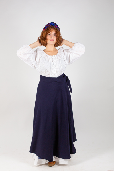 Шерстяная юбка на запах «Сирин» (Синяя)