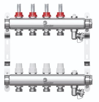 Коллектор нержавеющий Wester 1-3/4 в сборе с расходными материалами на 3 выхода шт