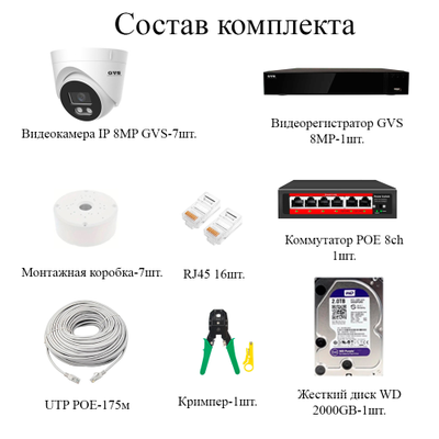 Комплект IP-камер 8 Мегапикселей с записью звука «GVS DS-F7 IP 4K Full»