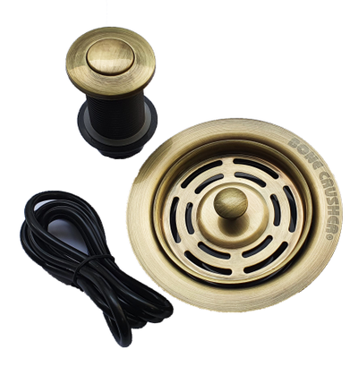 Комплект для измельчителя: фланец + кнопка в цвете "Античная латунь"