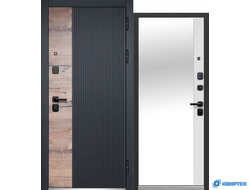 Дверь входная металлическая Luxor 2МДФ Дуб вертикаль Зеркало купить в Челябинске | КВИРТЕК