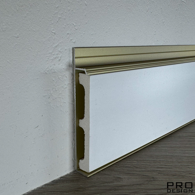 Плинтус скрытого монтажа PRO DESIGN Universal 235 анодированный золотой