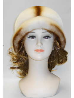 Шапка женская норковая Шляпка №4 лилия натуральный мех зимняя, жемчуг с напылением, арт. Ц-0238