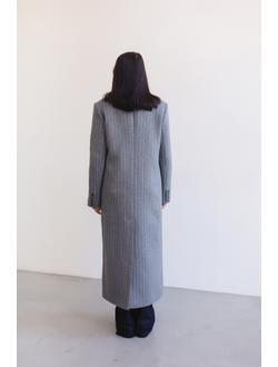 Пальто шерстяное в полоску