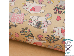 Бумага упаковочная крафтовая «Несу радость», 50 × 70 см, 1 лист