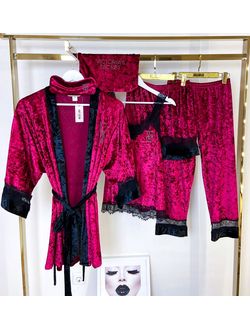 Домашняя одежда Виктория Сикрет 6в1 велюр бордовый