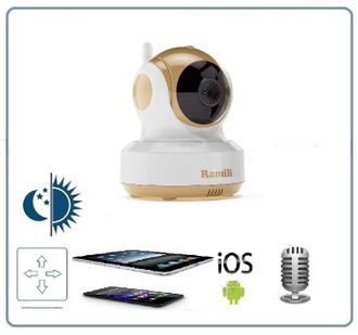 Моторизированная WI-FI видеоняня Ramili Baby RV1500C с ночным видением и микрофоном, HD