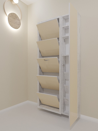 Обувница Айрон-5 Дуэт (фасад стекло капучино)