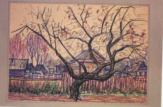 Василий Попов. В Тихвине. Осенняя яблоня. 2008 г.