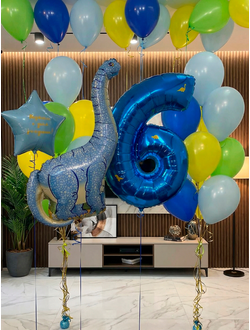 Набор шаров с динозавром и цифрой