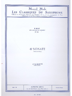 Bach, J.S. Sonate no.4 : pour saxophone alto  et piano (orig. pour flute et piano)