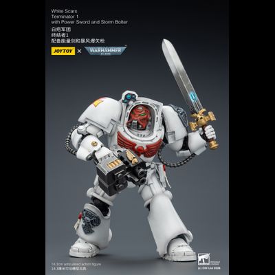 Терминатор Белых Шрамов (Warhammer 40K) - КОЛЛЕКЦИОННАЯ ФИГУРКА 1/18 White Scars Terminator with Power Sword and Storm Bolter (JT03189) - JOYTOY