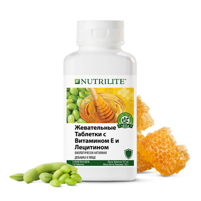 NUTRILITE Жевательные таблетки с витамином Е и лецитином 110 таблеток