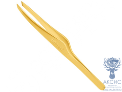 Пинцет для бровей Solinberg G805 (ручная заточка) золото/серебро, наклонное окончание