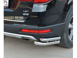 Защита заднего бампера "уголки двойные" d60/42 для Haval H6 (2017-)