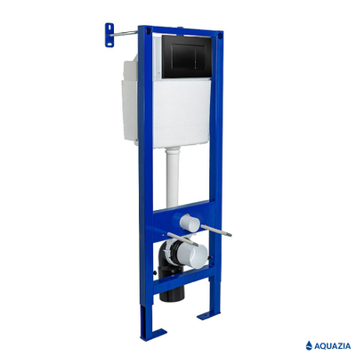 Инсталляция AQUAZIA ATOM 410 для подвесного унитаза, кнопка Atom (Soft Touch чёрная)