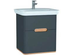 Шкаф VitrA Sento с раковиной, с 2 ящиками, 65 см, с LED подсветкой, цвет матовый антрацит, 60834