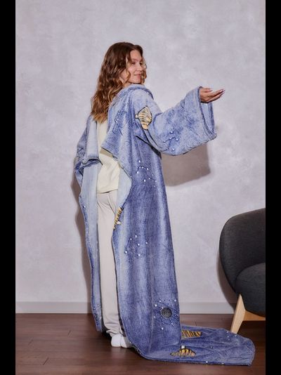 Плед с рукавами "Ты просто космос" светящийся  из микрофибры (велсофта)