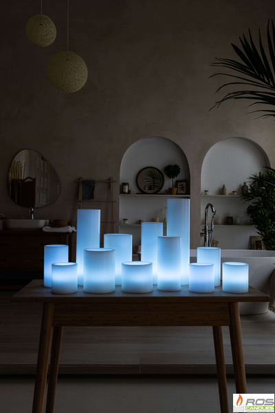 Большой набор LED свечей с парафиновыми плафонами, "Цветной"