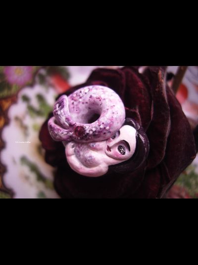 Брошь в технике скульптурной миниатюры &quot;Русалочка - Морская Роза&quot; с натуральным рубином