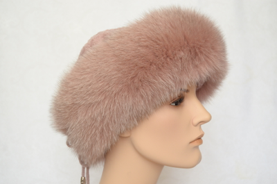 Розовая дизайнерская вязаная шапка с мехом для женщин Vizio Италия фото