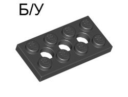 ! Б/У - Technic, Plate 2 x 4 with 3 Holes, Black (3709b / 370926) - Б/У