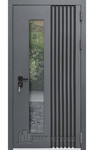 Дверь металлическая "RX-17 Термо, цвет Муар ral 7016, панель - rx-17 цвет ПВХ Белая матовая