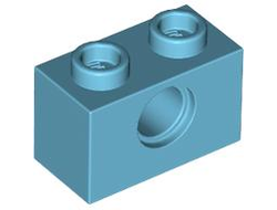 Technic, Brick 1 x 2 with Hole, Medium Azure (3700 / 6322828)
