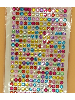Стикеры для творчества,  стразы, 6 мм, цвет микс