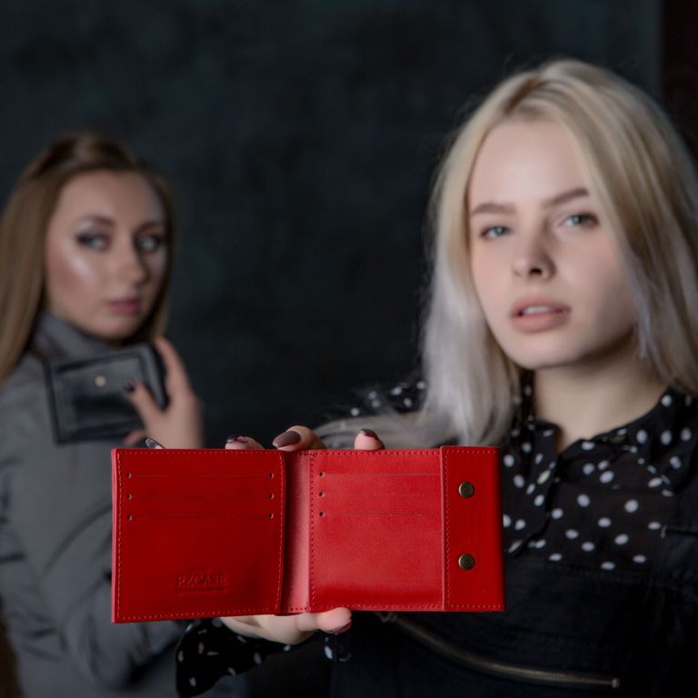 Купить кожаный кошелек женский Travel (красный), купить в Минске