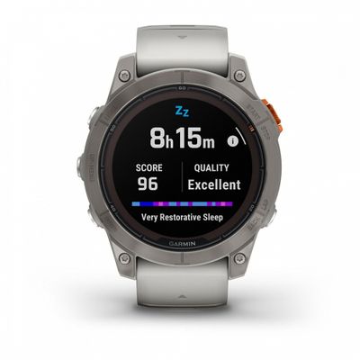 Умные часы Garmin Fenix 7 Pro Sapphire Solar титановый серый с серо-оранжевым ремешком 010-02777-20