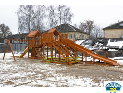 Детская деревянная зимняя горка IgraGrad Snow Fox 5,9 м + Панда Фани Gride Горно-Алтайск