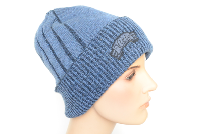 Вязаная голубая шапка с отворотом Вицио Италия