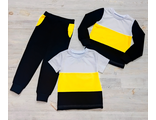 Арт: 3КУЛ/10-ЧЖБ Комплект: штаны+2 футболки(кулир).Цвет:черн/бел/желтый.Размер с 86-152