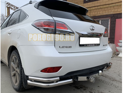 Защита заднего бампера уголки двойные d60/42 для Lexus RX270/RX350/RX450h (2009-2015)