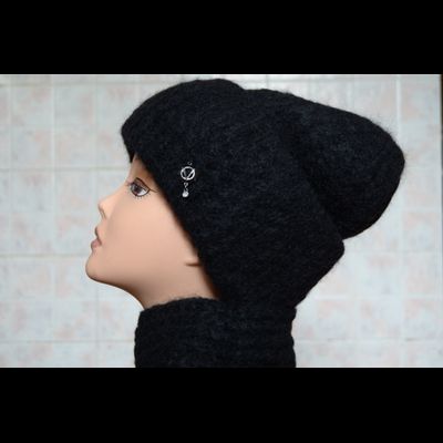 Вязаная шапка с отворотом  Vizio Италия 5967 CR черная