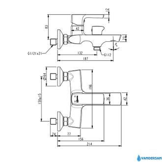 Смеситель для ванны Ursus LM7214BL, настенный