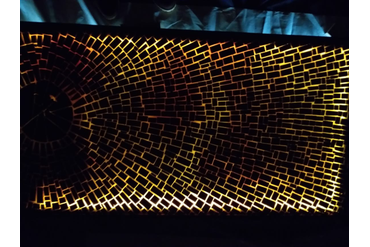 Мозаичное панно из спилов морёного дуба с подсветкой. Отель "Royal Arkhyz Resort&Spa", Карачаево-Черкесия. Работа spilcenter.com