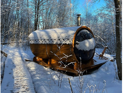 Круглая баня бочка с панорамным стеклом