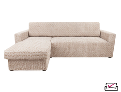 Чехол на угловой диван с левым выступом Сиена Сатурно Бежевый. ИТАЛИЯ Бренд Еврочехол