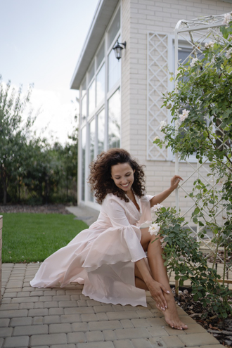 Будуарное платье-халат (персиковое)