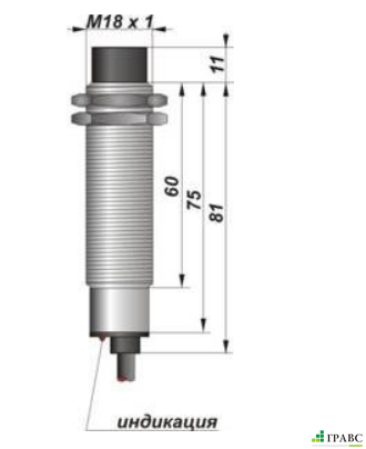 Индуктивный датчик цилиндрический с резьбой И11-NO-DC (М18х1)