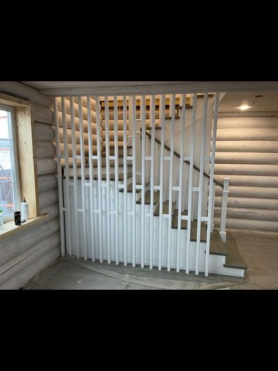 Комбинированная лестница (ясень+сосна)