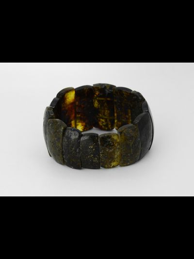 Браслет из натурального янтаря пластинами на резинке 05865