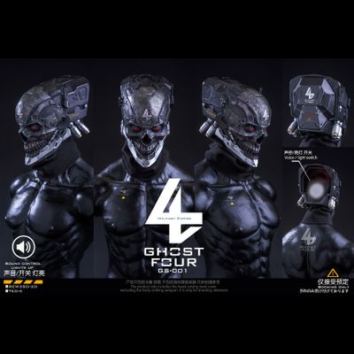 Голова (скульпт) Кибер-череп с LED-подсветкой - 1/6 GHOST FOUR (GS-001) -  Military Empire
