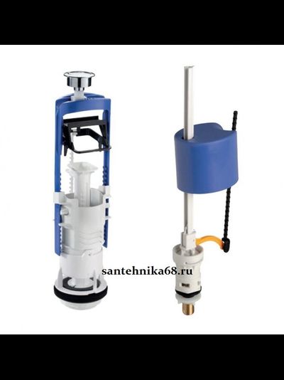 Смывная арматура для унитаза Santek Jica Roca Oli DECO однорежимного клапана c кнопкой, заливной клапан с нижней подводкой, 1/2 37192