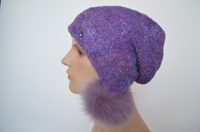 Шапка Vizio 1627 PP 66 ушанка фуксия с помпонами