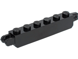 Hinge Brick 1 x 6 Locking with 1 Finger Vertical End and 2 Fingers Vertical End, 7 Teeth, Black (53914 / 6265688)