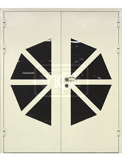 Стальная дверь со стеклопакетом, цвет: RAL 7040 шагрень (2100х1600 мм)